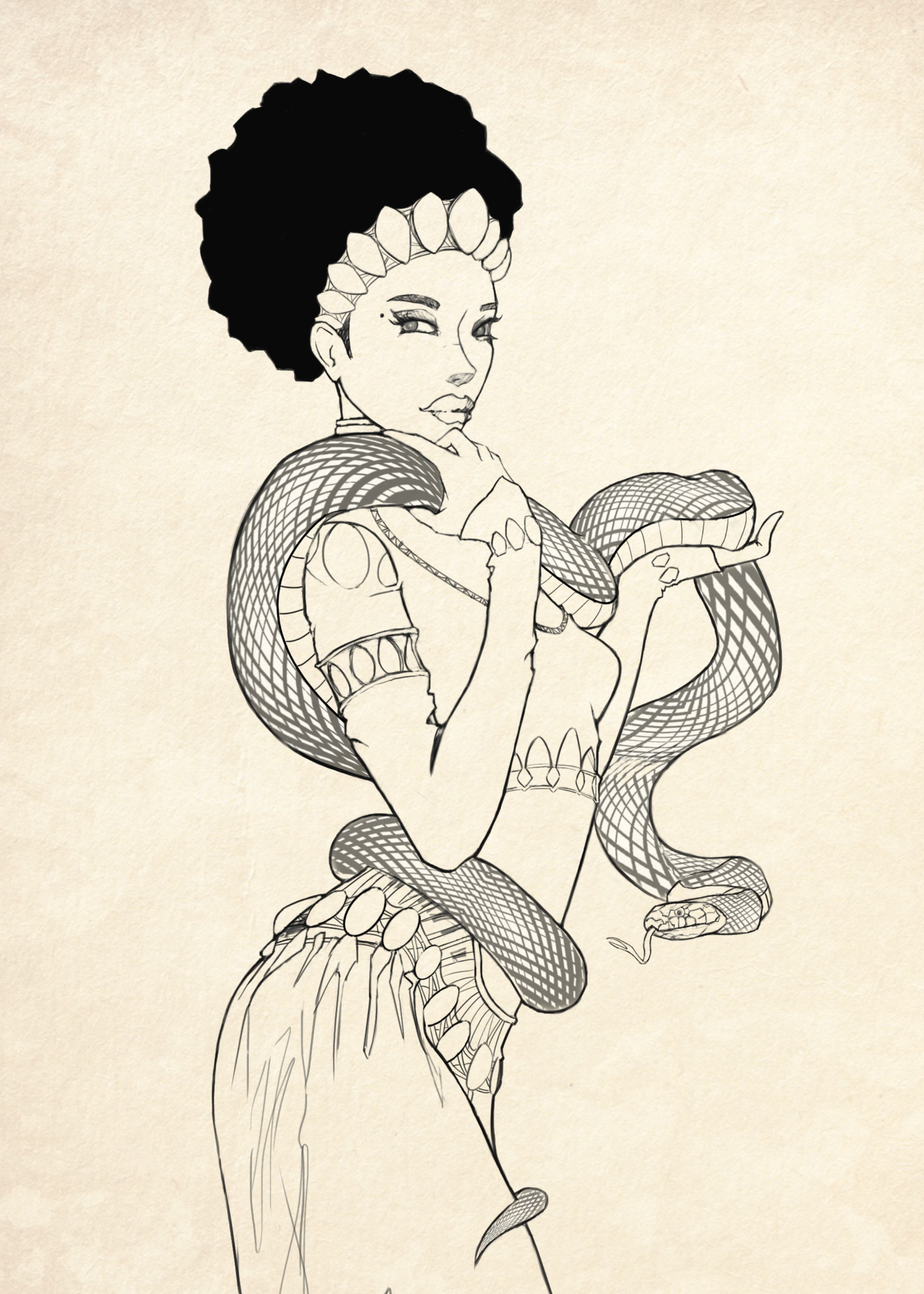 Printable Coloring Sheet of Snake Charmer from India – Naptown Press
