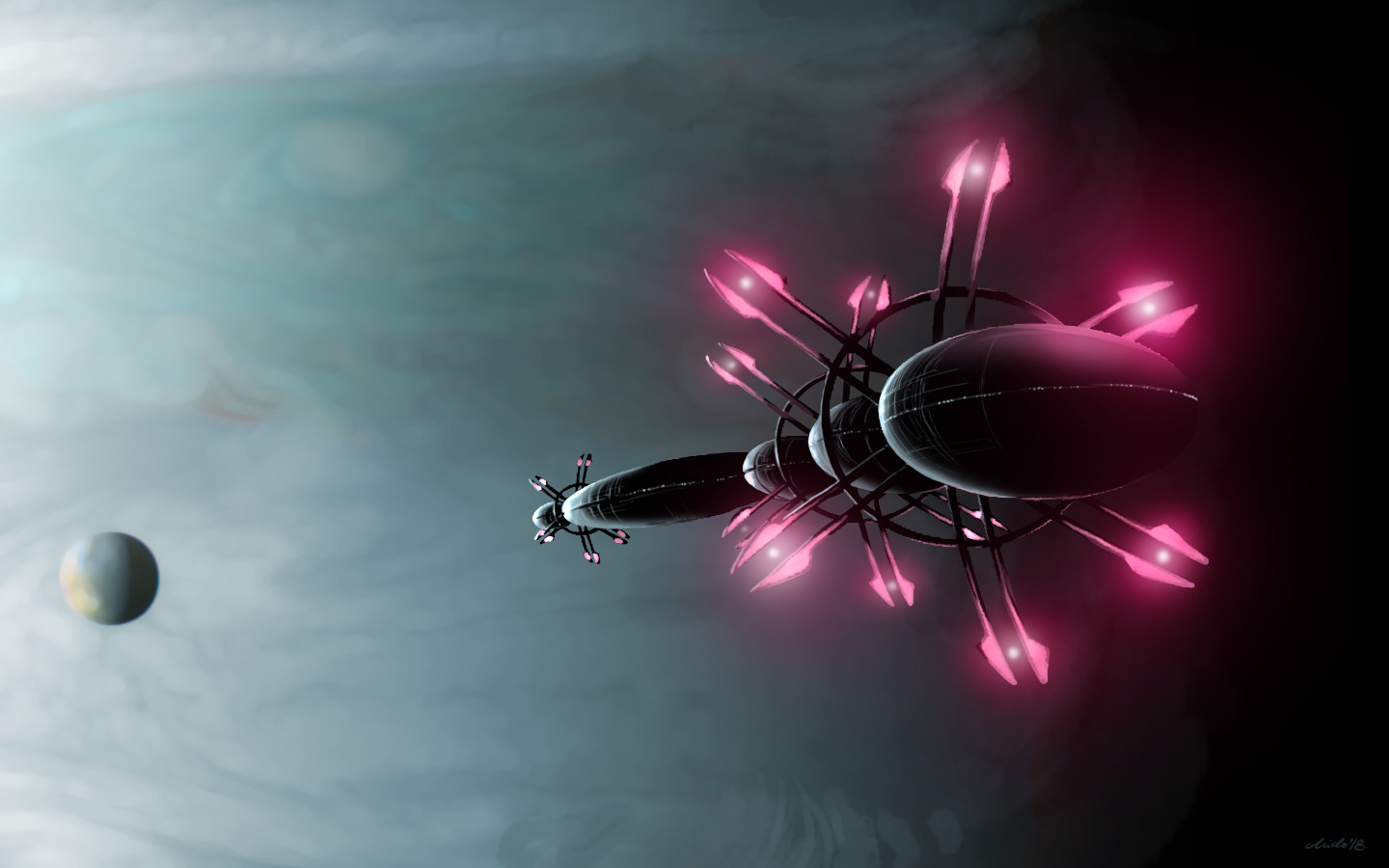 The alien craft entering the orbit around Pandora