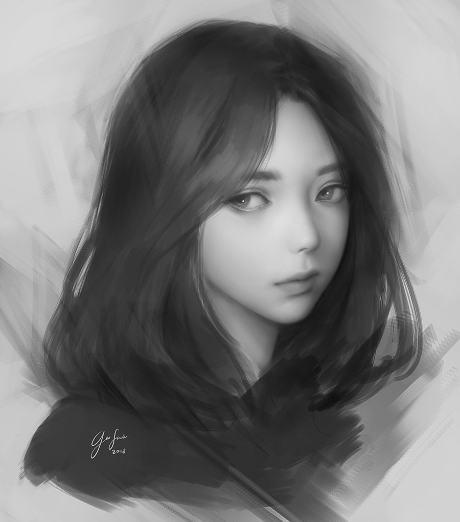 grayscale painting