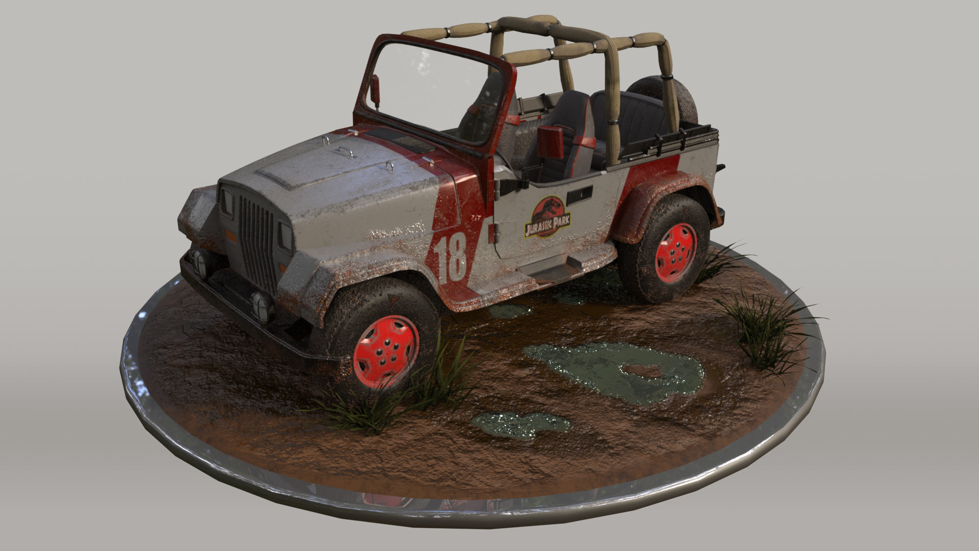 Artstation Jurassic Park Jeep Pedro Barcelos