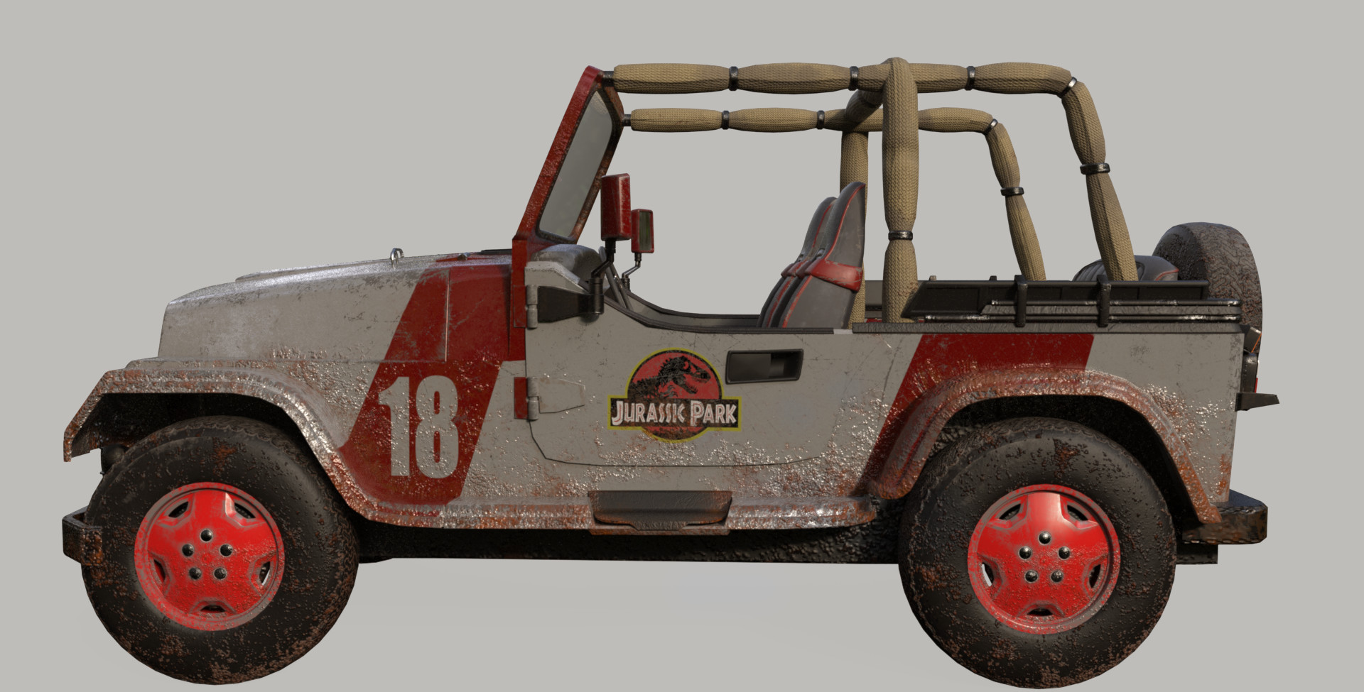 Artstation Jurassic Park Jeep Pedro Barcelos