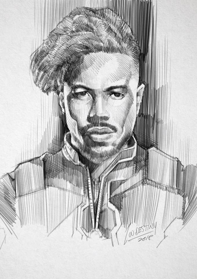 ArtStation - Erik Killmonger pencil sketch, Wallace Destiny