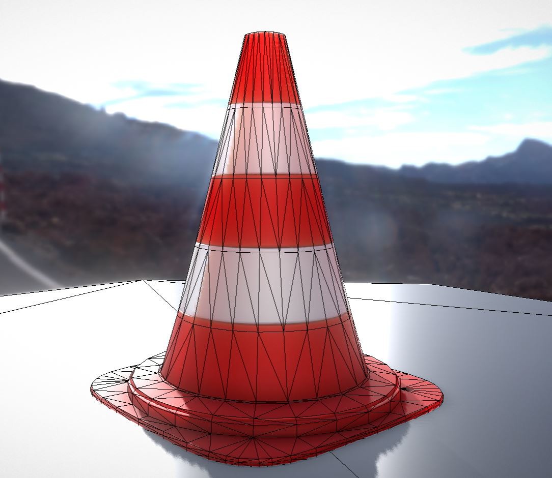 Traffic cones low poly pylons.
912 triangles.