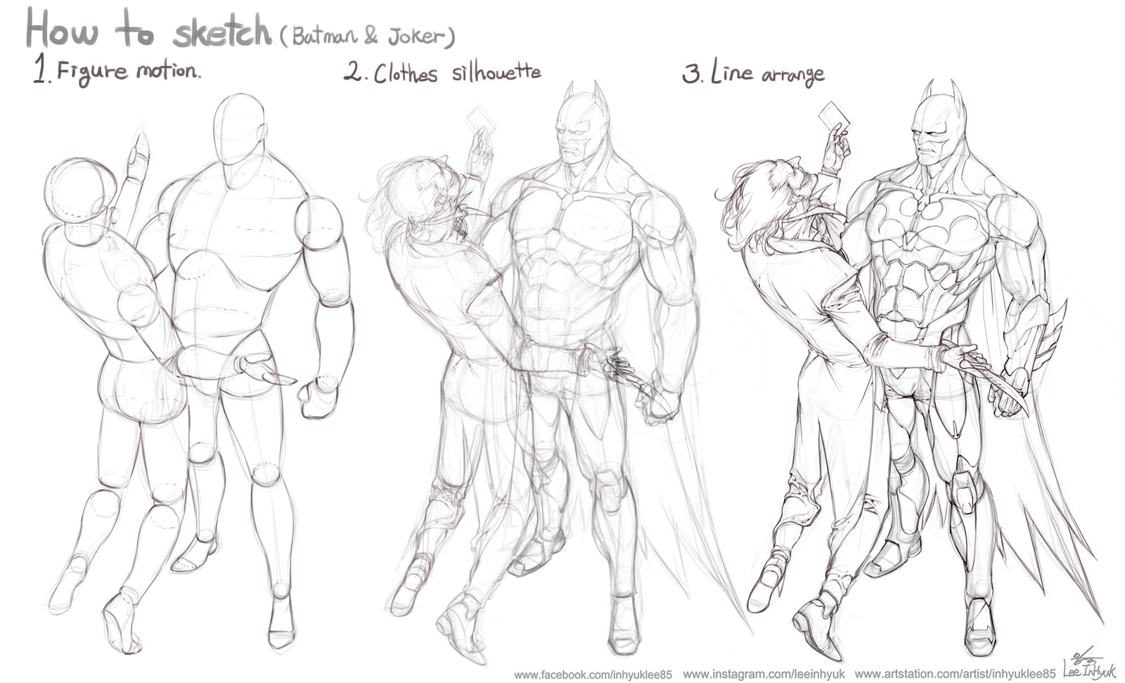 Class demo work - How to sketch (Batman &amp; Joker progress)