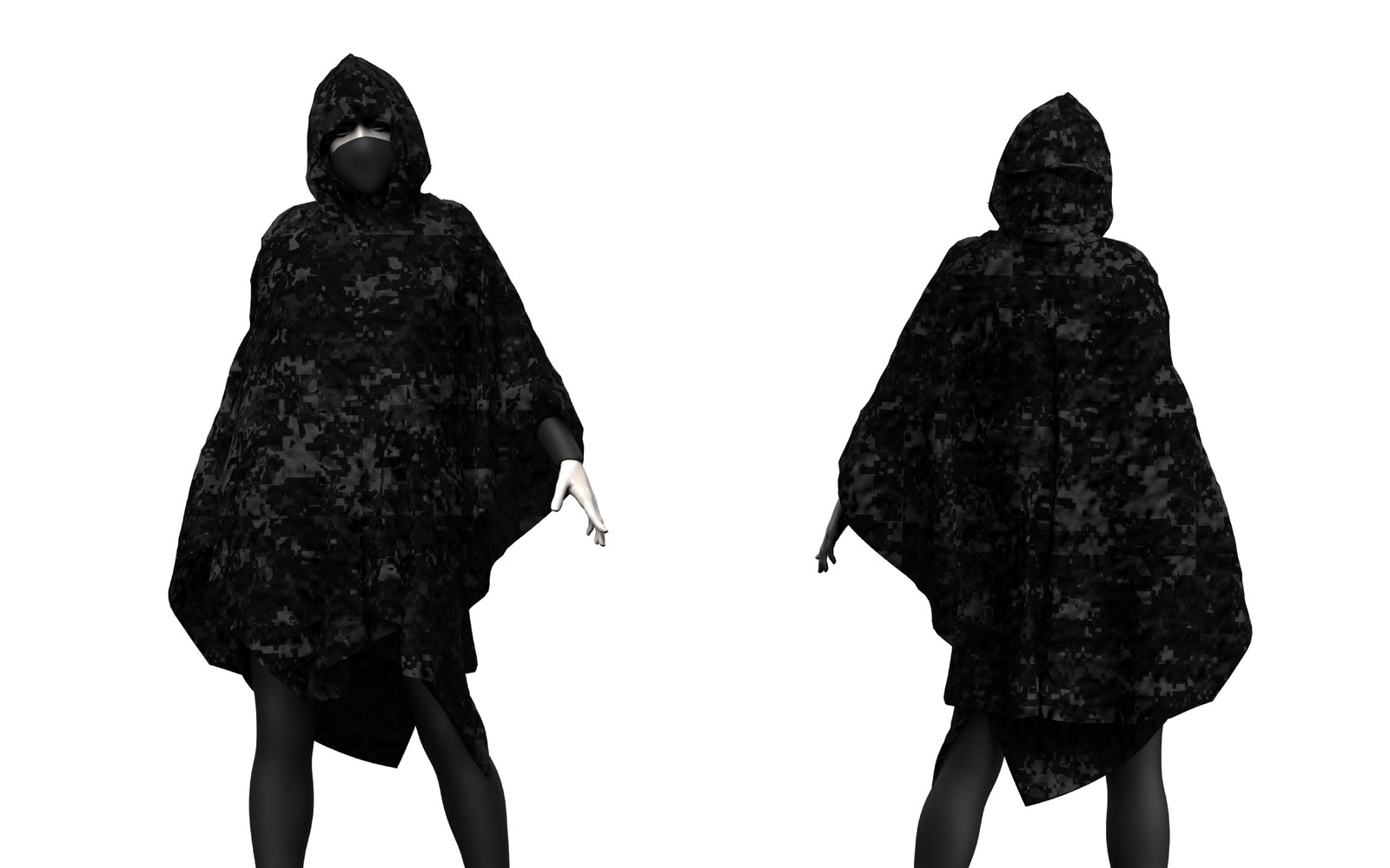 Urban camo poncho with the vest-coat and undersuit underneath