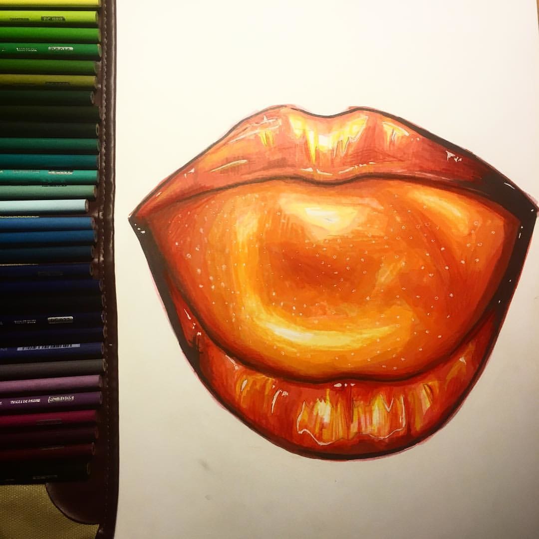 Lips With Fruit Drawing Purple - Haha Wallpaper