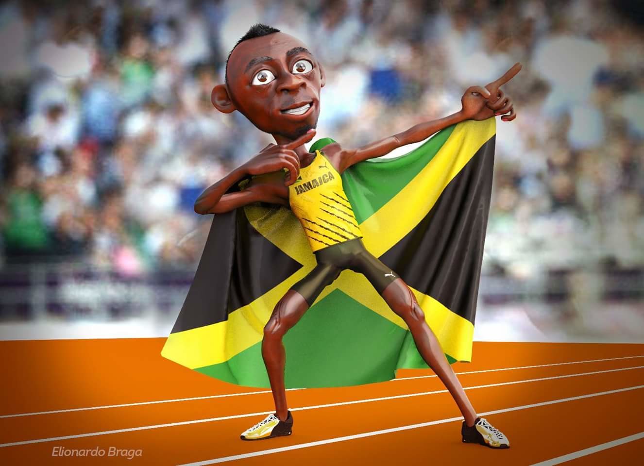 Usain Bolt Carved Wooden Poster