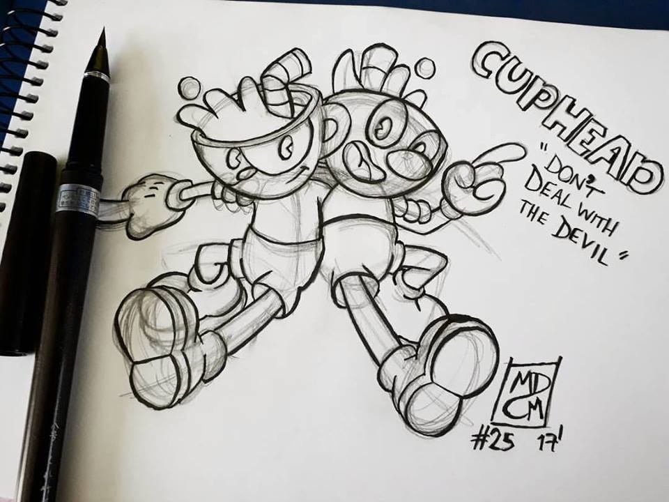 Process 02 of Cuphead drawing.
