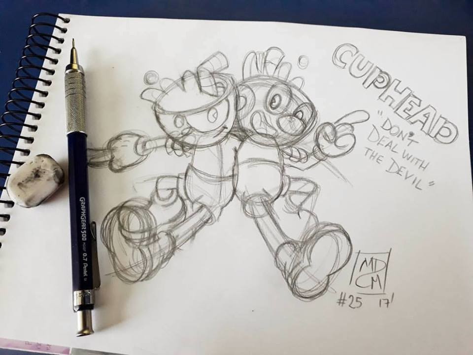 Process 01 of Cuphead drawing.