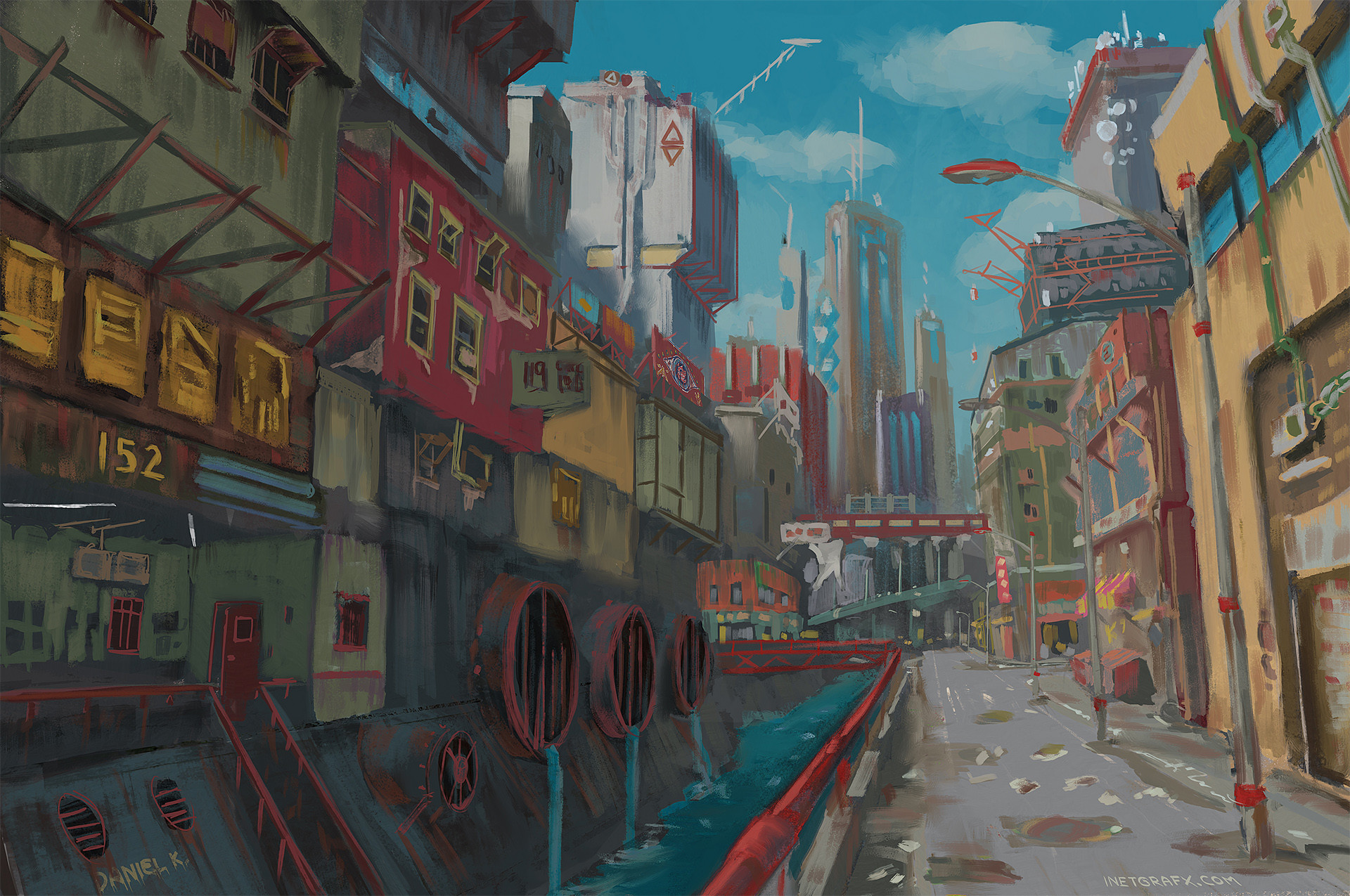 Get Wallpaper Artstation Streetview Waterway Sketch Daniel Kvasznicza For iPhone Free