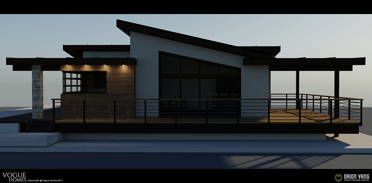 3D - Modern Guest House - Side View