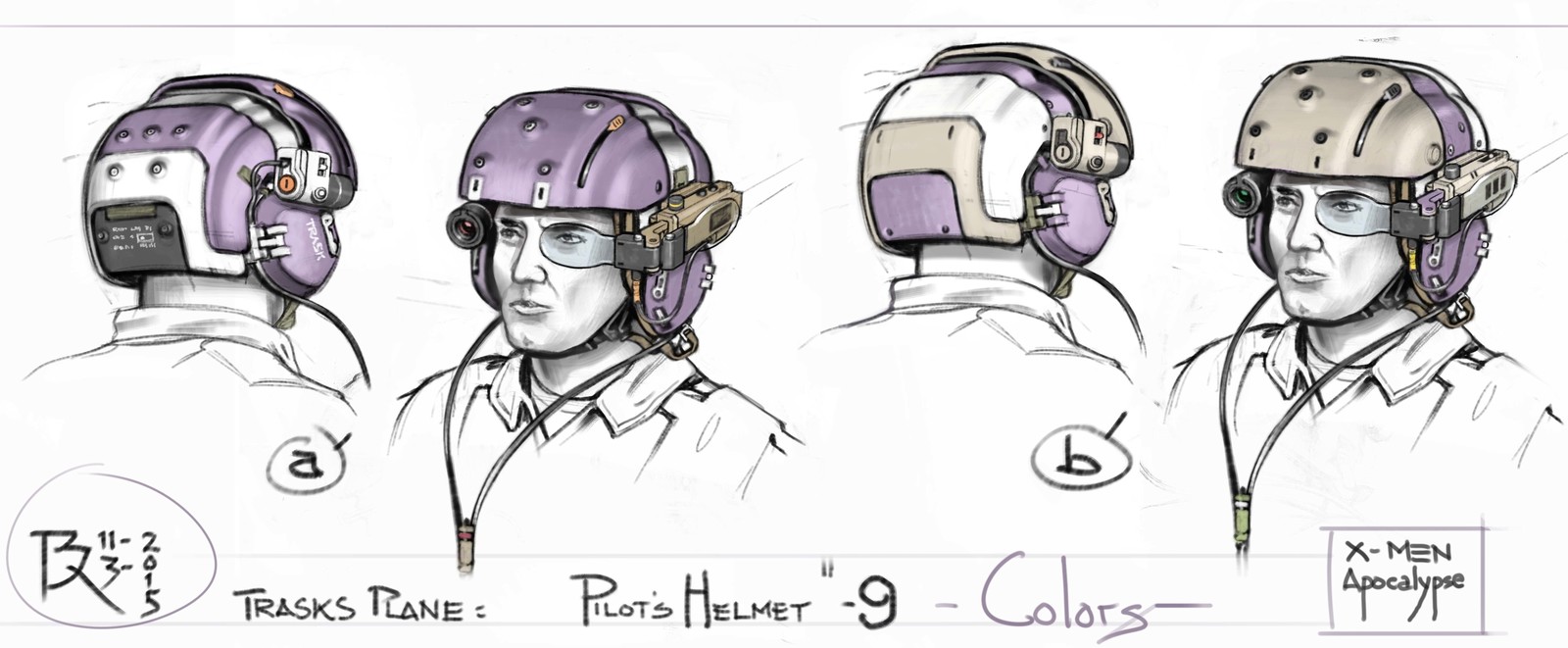PILOT's HELMET-Trask's Plane -sketches 9a+b
