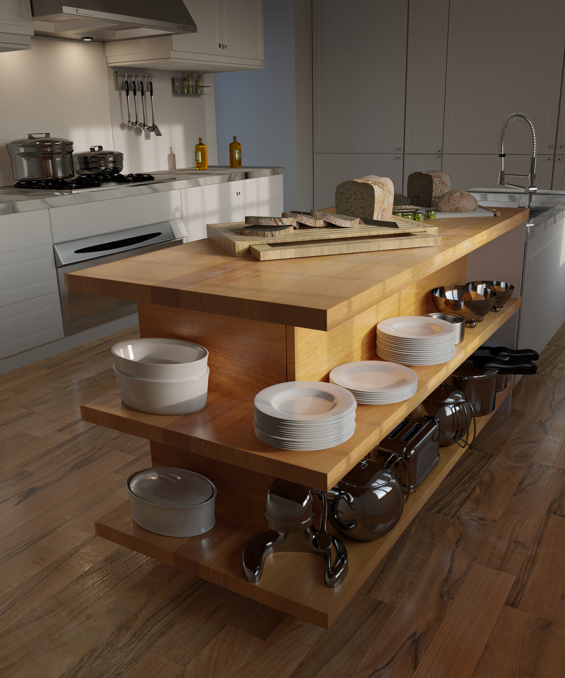 Artstation Realistic Kitchen Using Cycles Originally By Andrew Price Updated With Realistic Bread Model Julian Neri