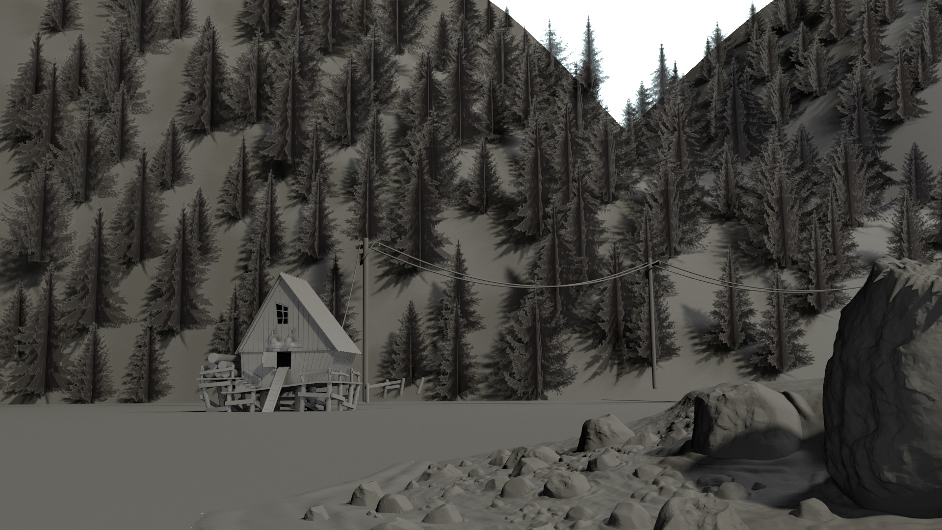 Artstation Little Red Cabin Wip Joel Ford