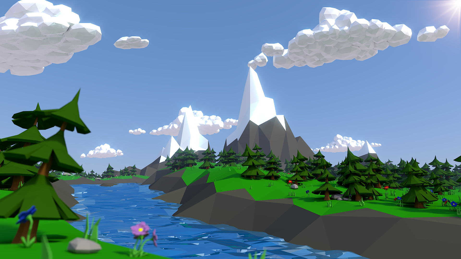 Artstation Blender Lowpoly Landscape Fredrik Appelholm