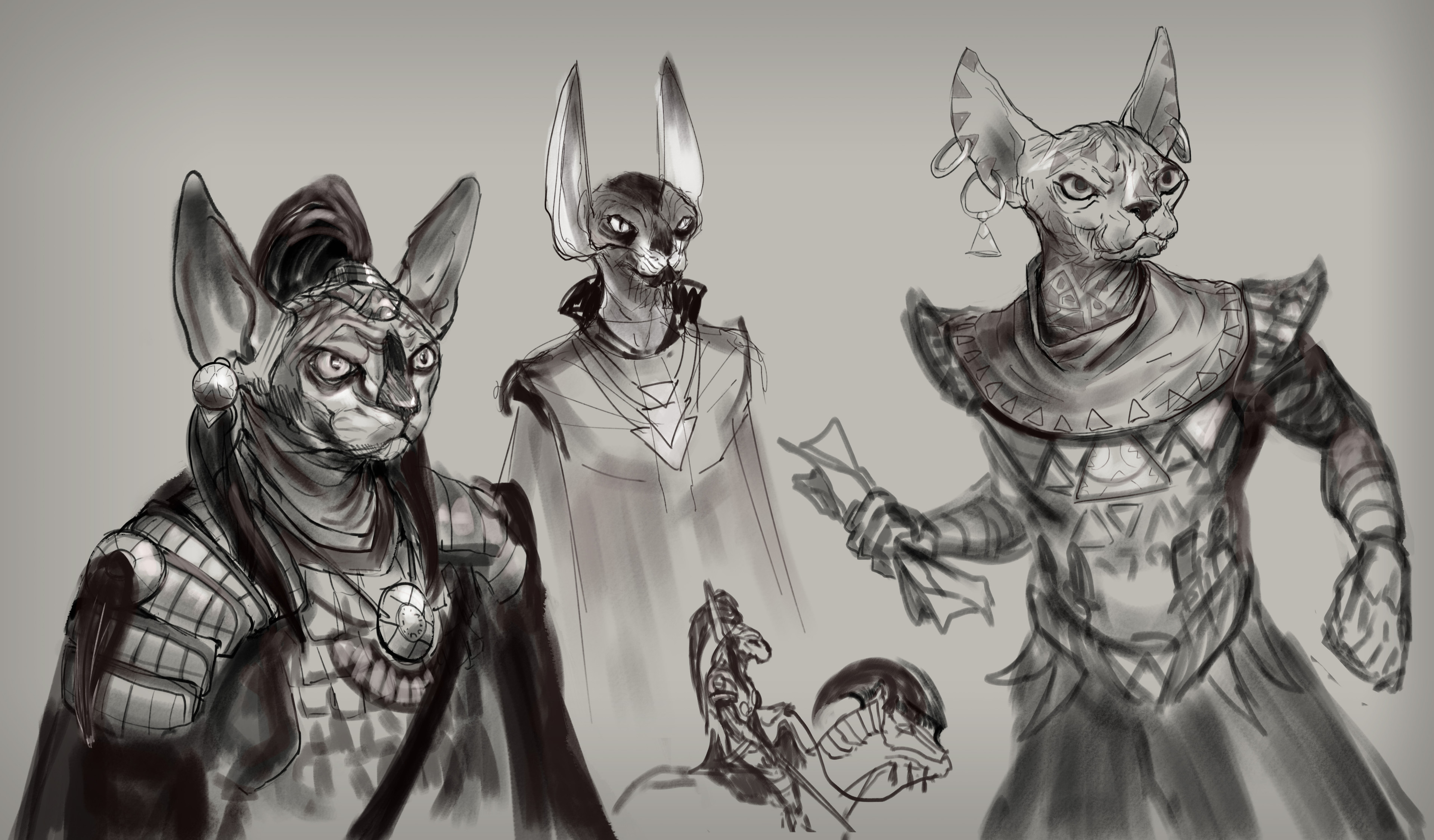 Quick exploration sketches for heroes.
