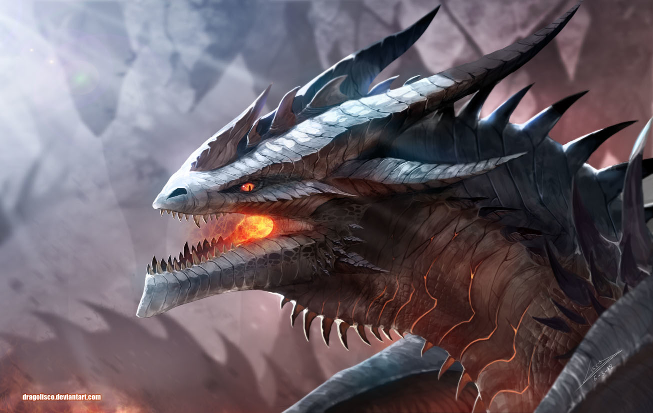 Artstation Portrait Of A Black Dragon Juan Arrabal,Purple Flower Drawing Png
