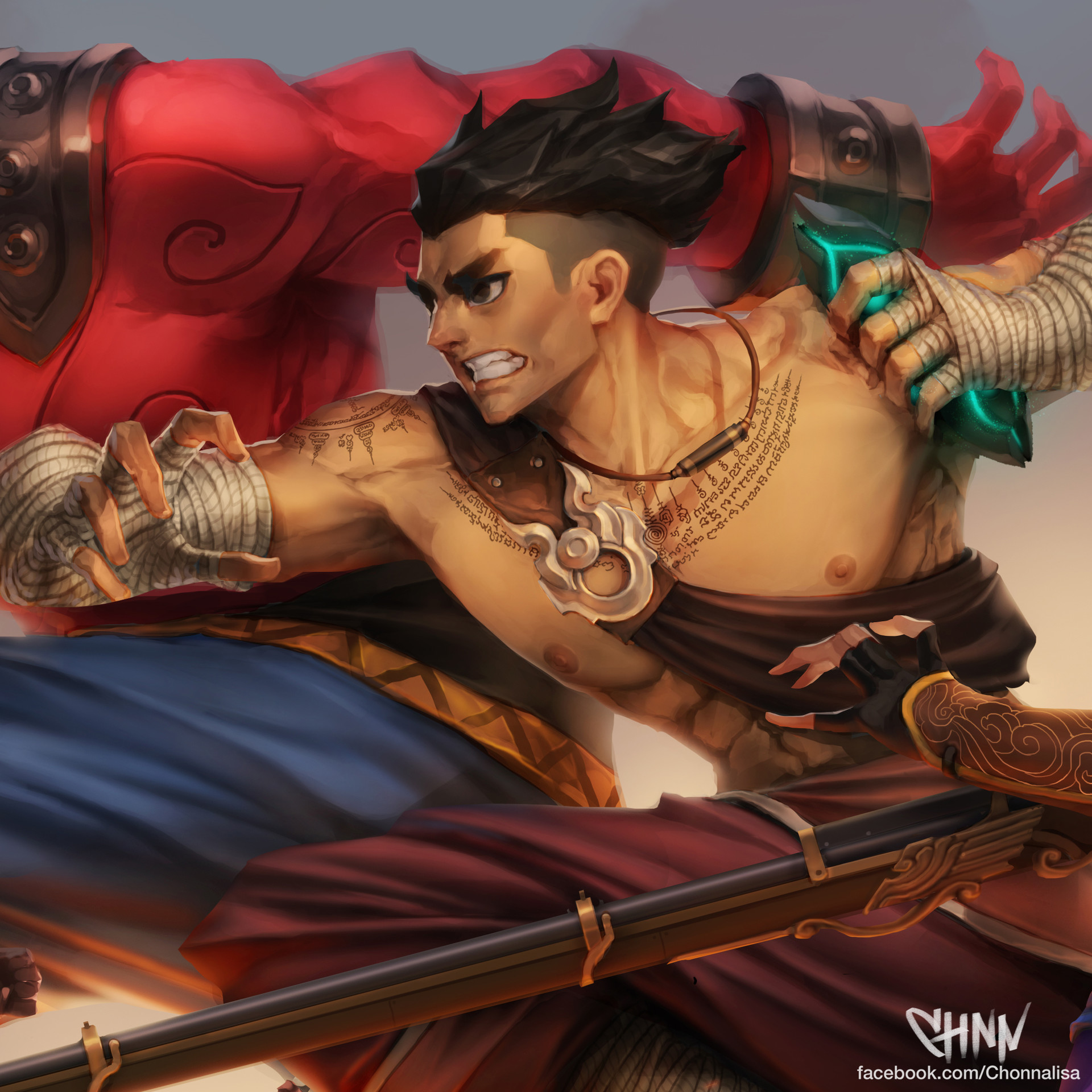 Artstation Fan Art The Legend Of Muay Thai 9 Satra Chanon Suasungnern