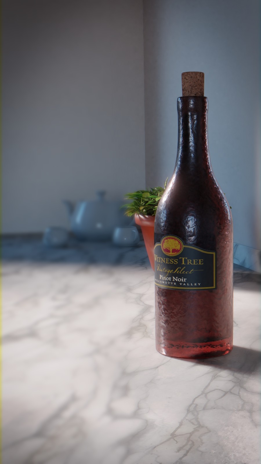 Close up of wine bottle