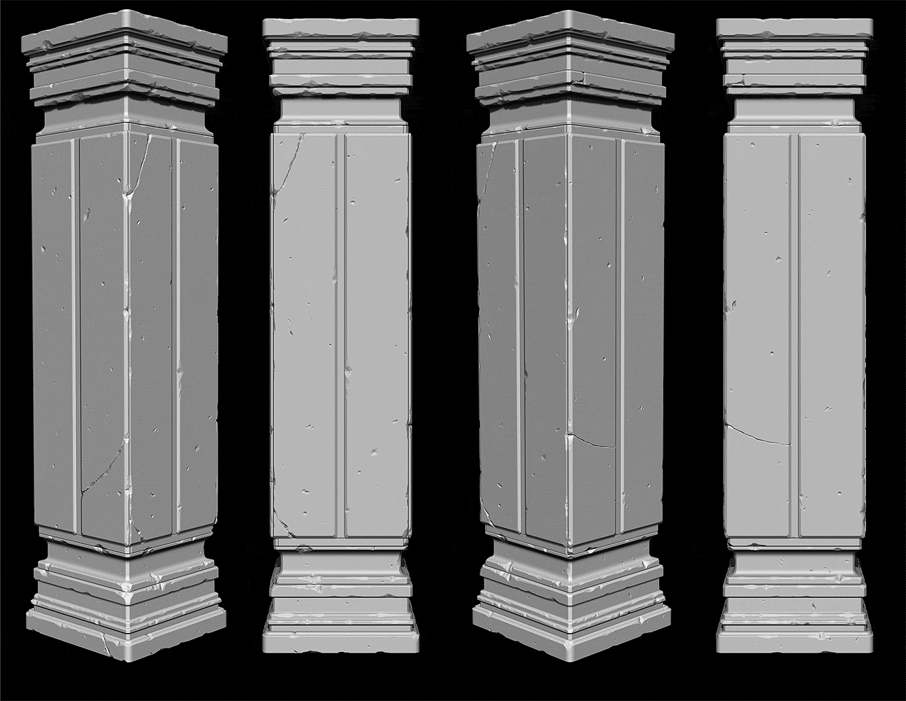 Paul Tosca Damaged Pillars including resources(zBrushes+zTools+ingame