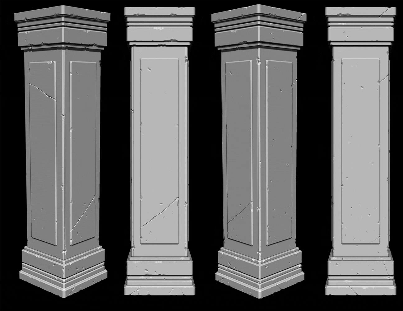 Paul Tosca Damaged Pillars including resources(zBrushes+zTools+ingame