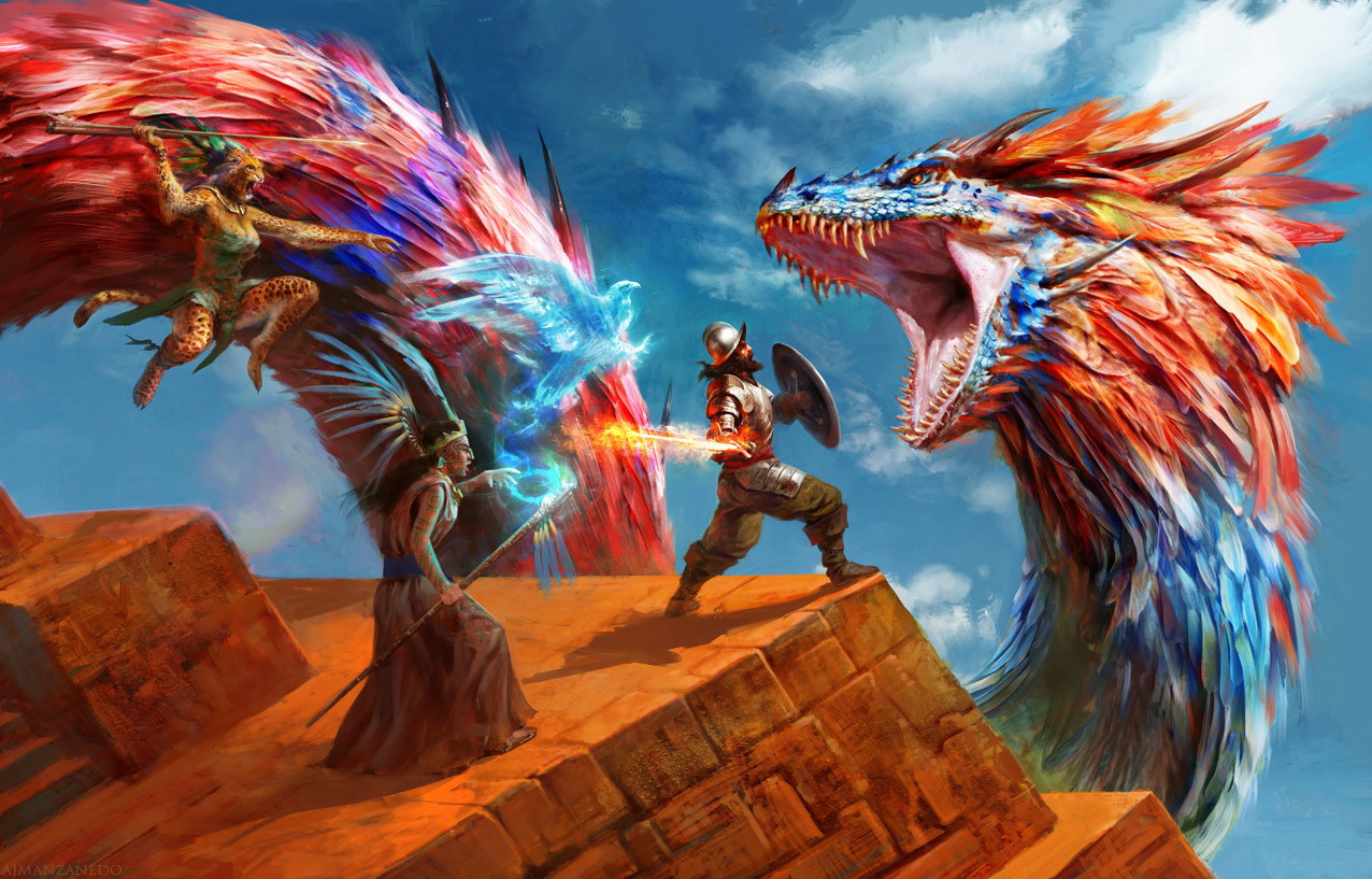 Quetzalcoatl Capa do RPG Dragons Conquer America (Burning Games)