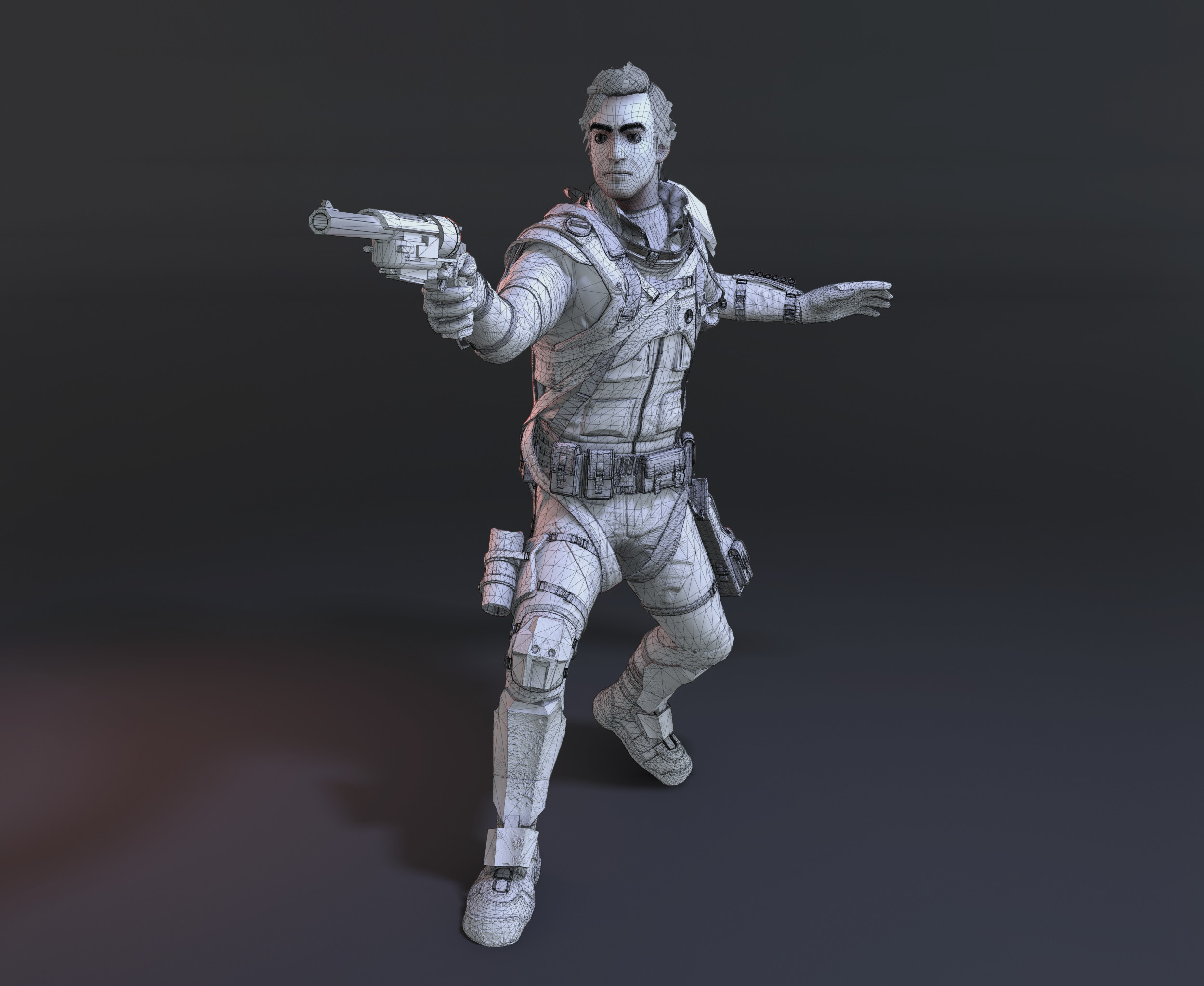 The "Solo" pose with wires