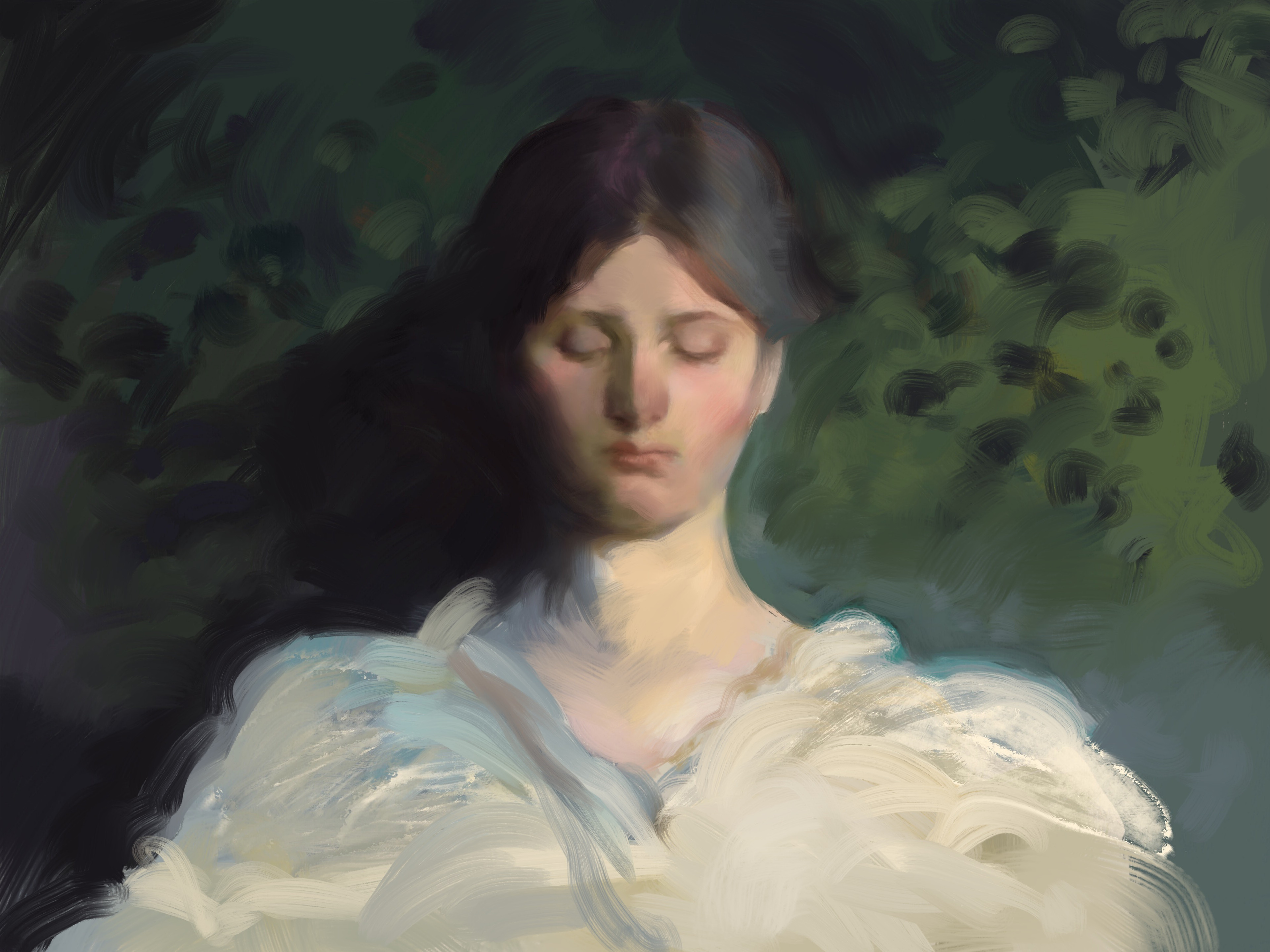 Playing around with painterly brushes, after Thayer.
