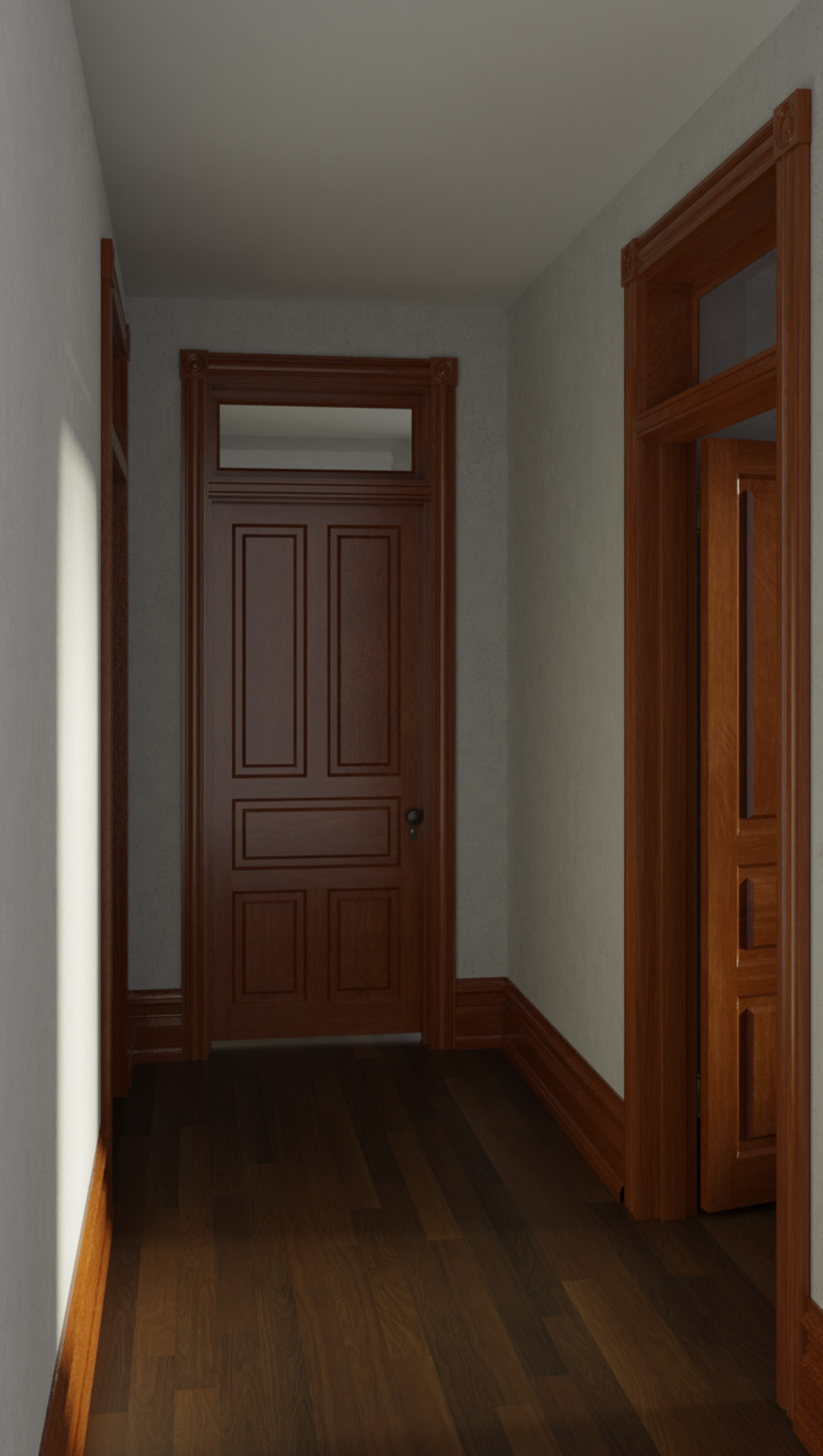 Another scene modeled after my own home. The second floor hall.