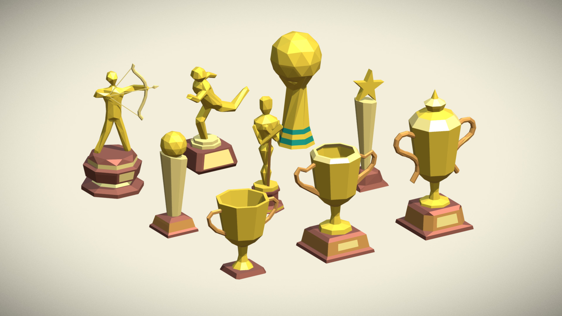 artstation low poly trophy pack yun xi zheng sammi