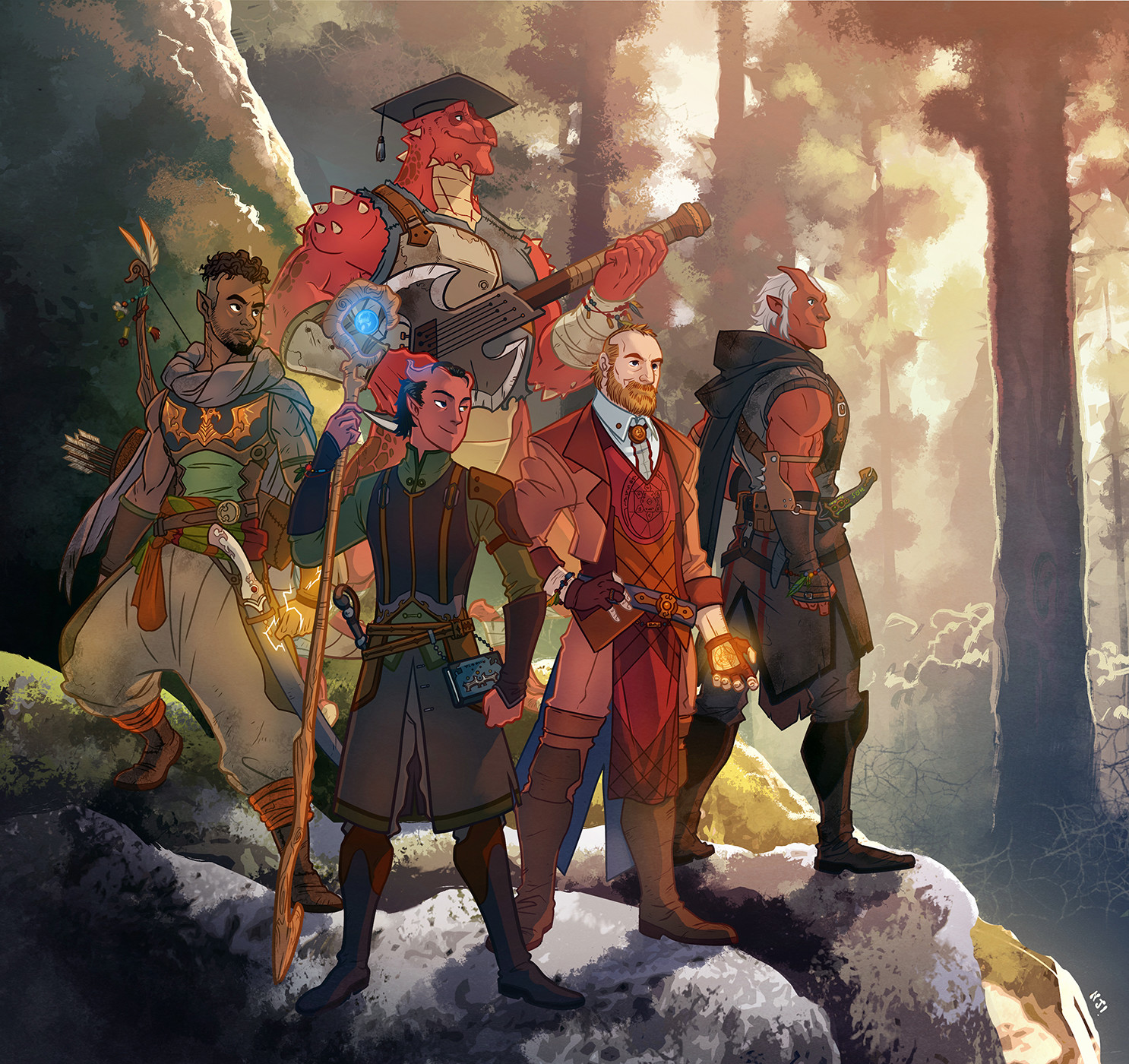 A group DnD adventurer commission. 