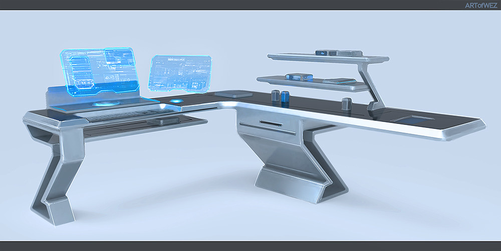 Artstation Futuristic Desk Rafael Luciano