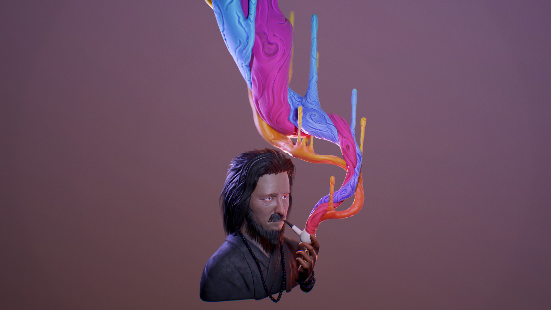 Artstation Alan Watts Bust Render Daniel Slutz