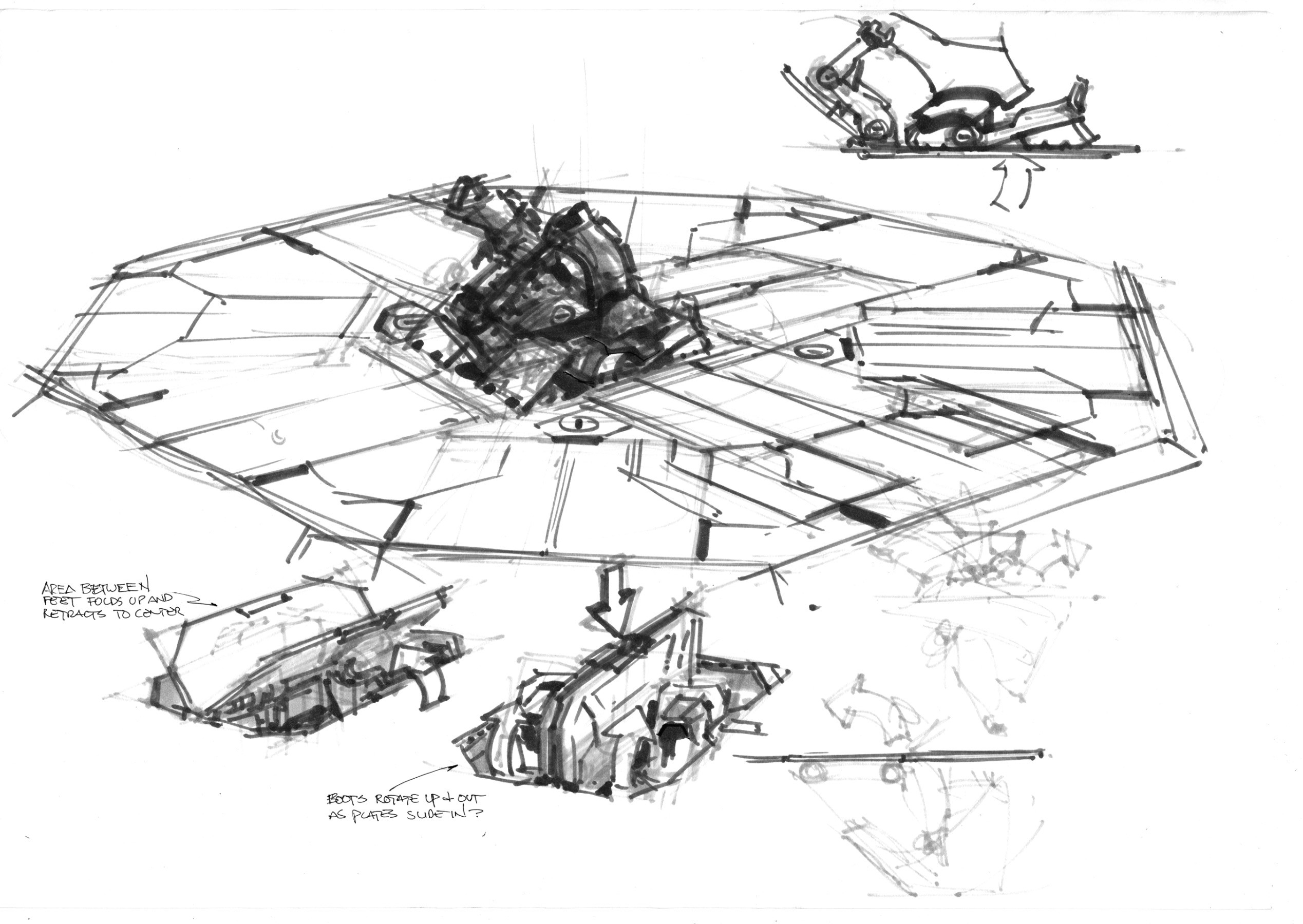 Concept sketch of the floor panel break-up (Marker)