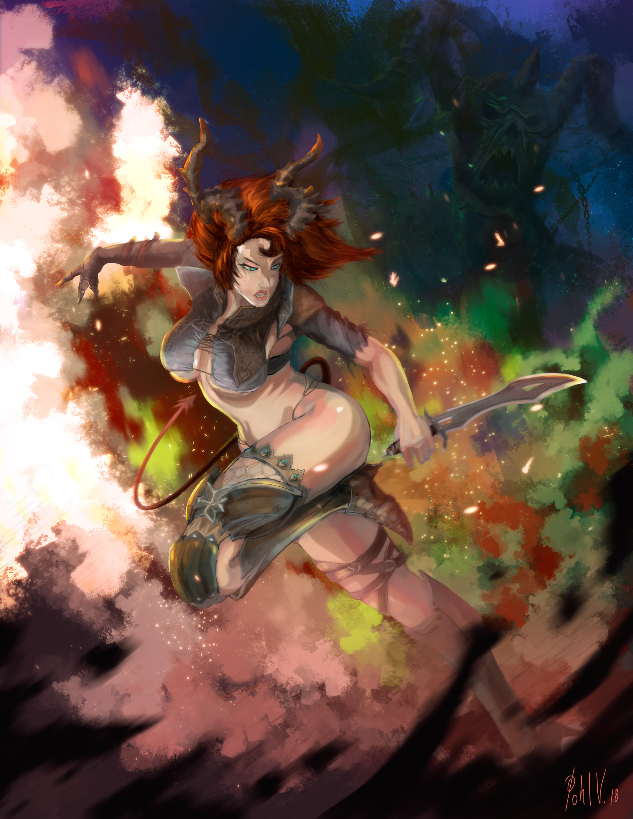 Digital painting, Mythical warrior