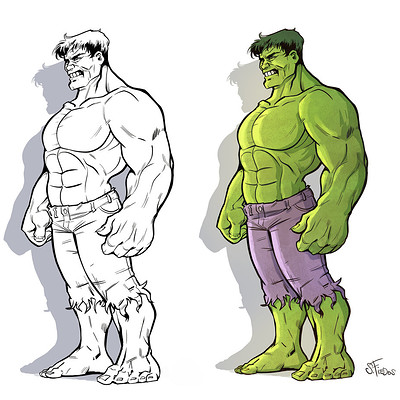 Serge fiedos hulk fullbody lineart and color by serge fiedos