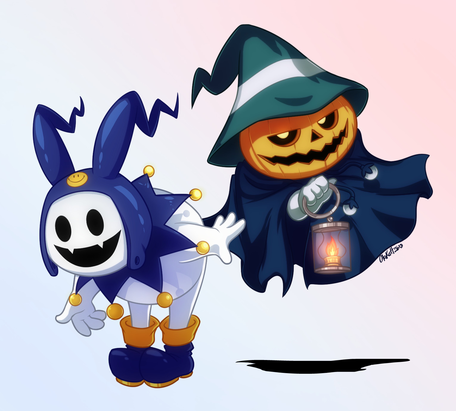 Jack Frost and Pyro Jack from the Shin Megami Tensei and Persona series. 