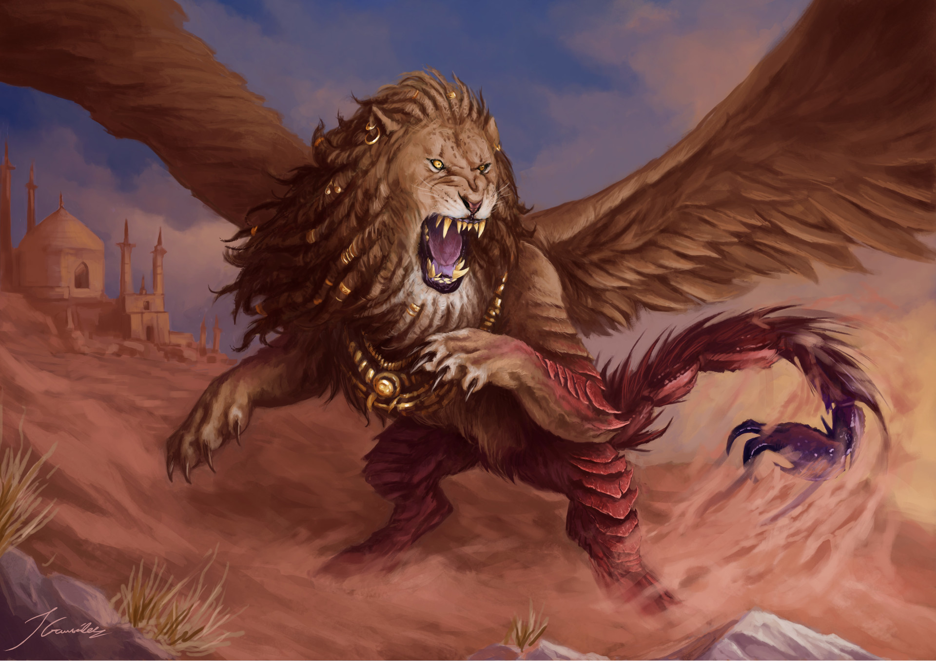 Лев с телом скорпиона. Демон Мантикора. Шелхабирон демон Льва. Мантикора мифическое существо.