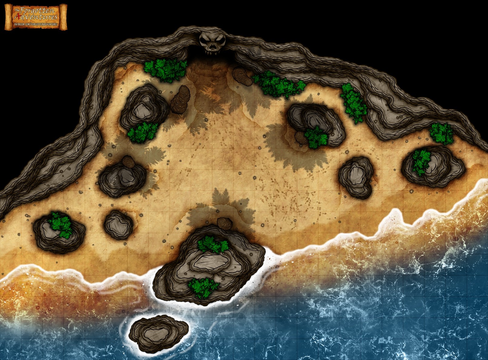 Beach Cove Battlemap 23x17, Forgotten Adventures.