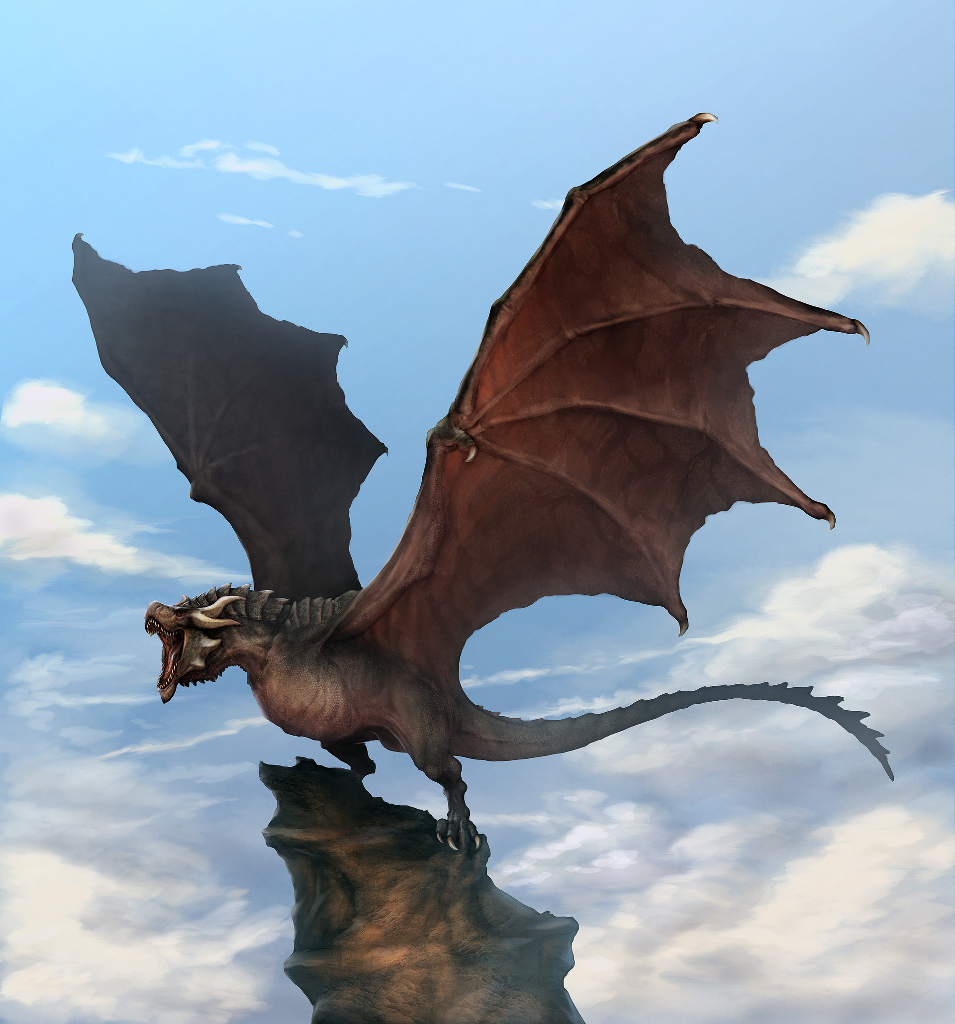 outstretched dragon wings