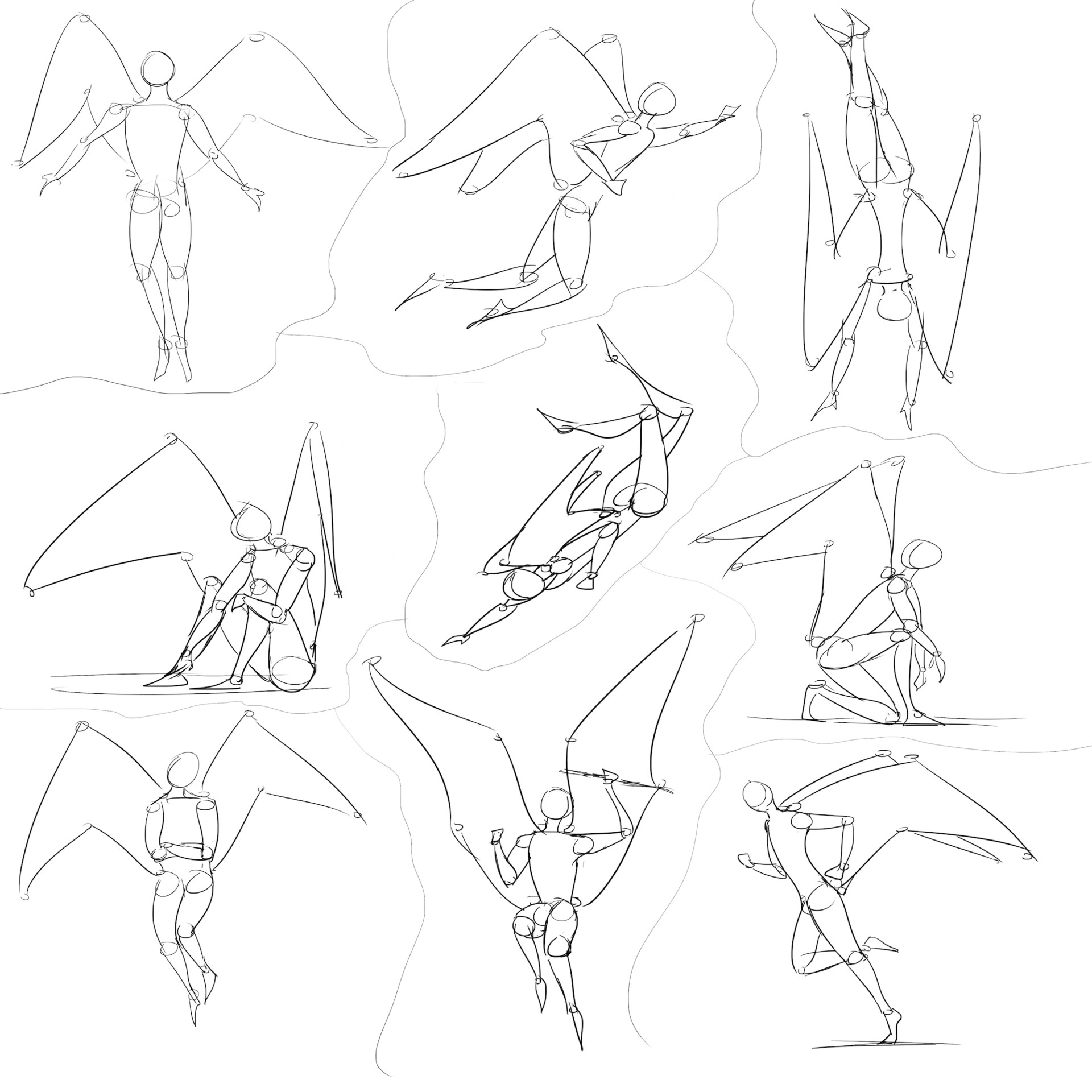 Dynamic Flying Poses Drawing - Hagu Wallpaper