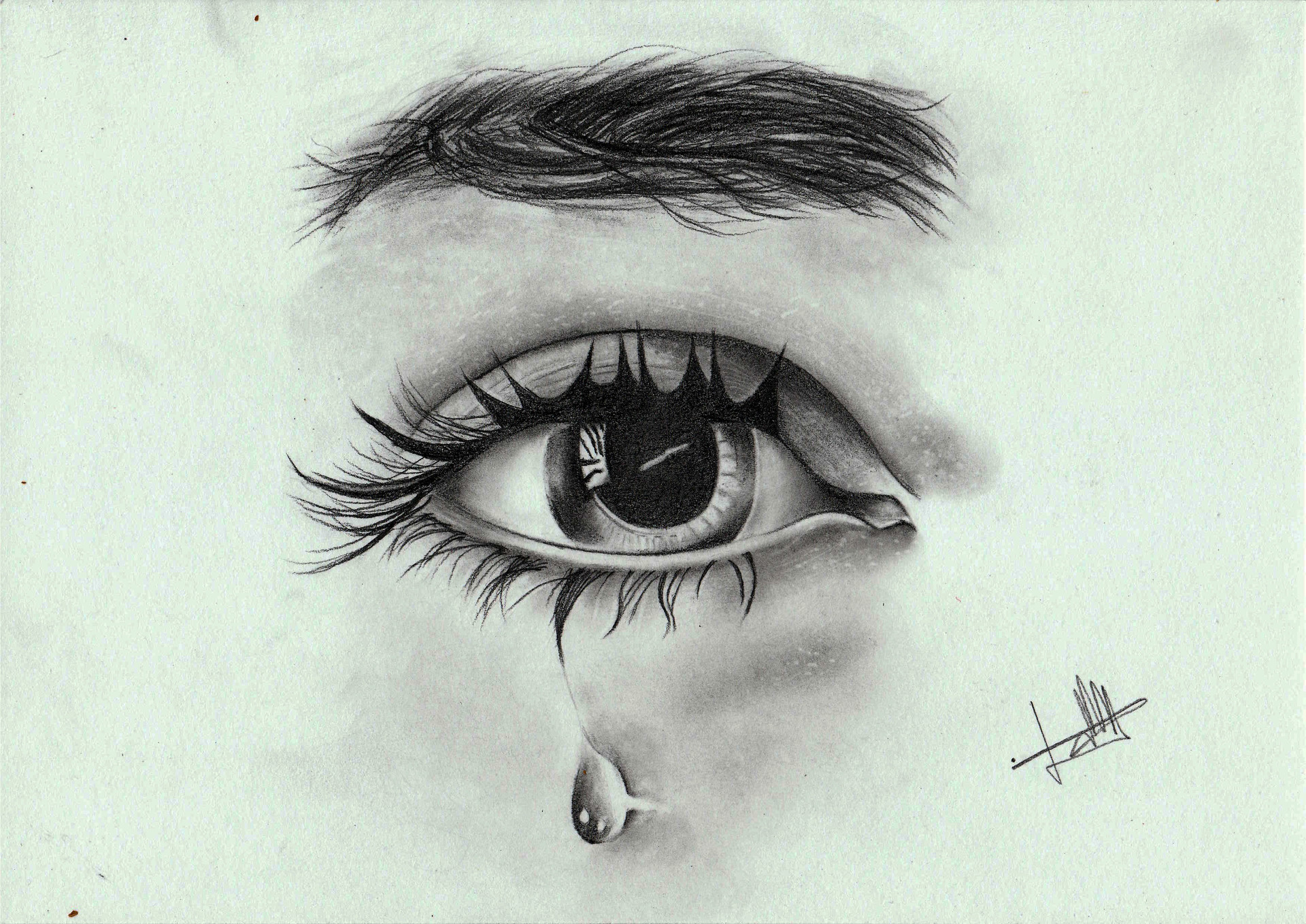 Artstation Eye Crying Realised With Charcoal Pencil Jose Maria