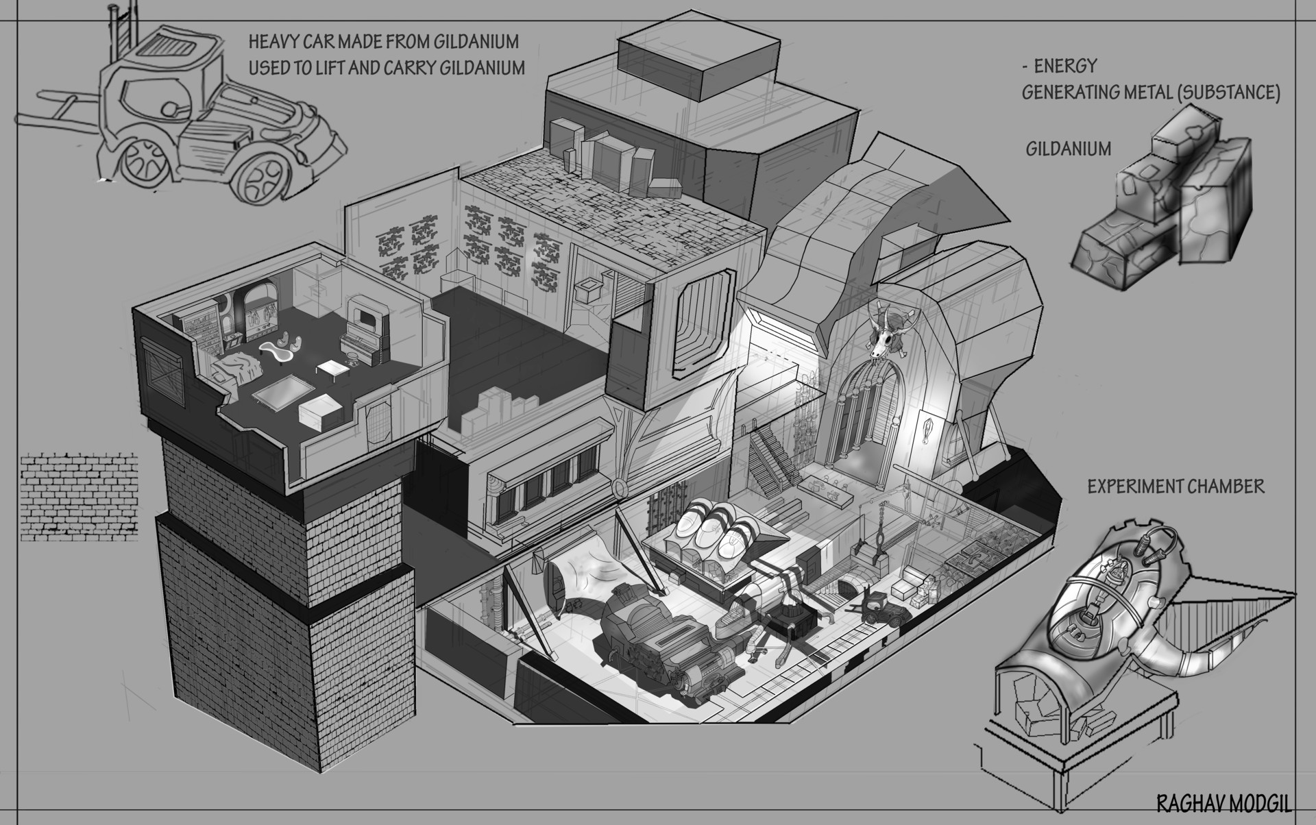 Artstation Set Design Interior Design For A Mad Scientist