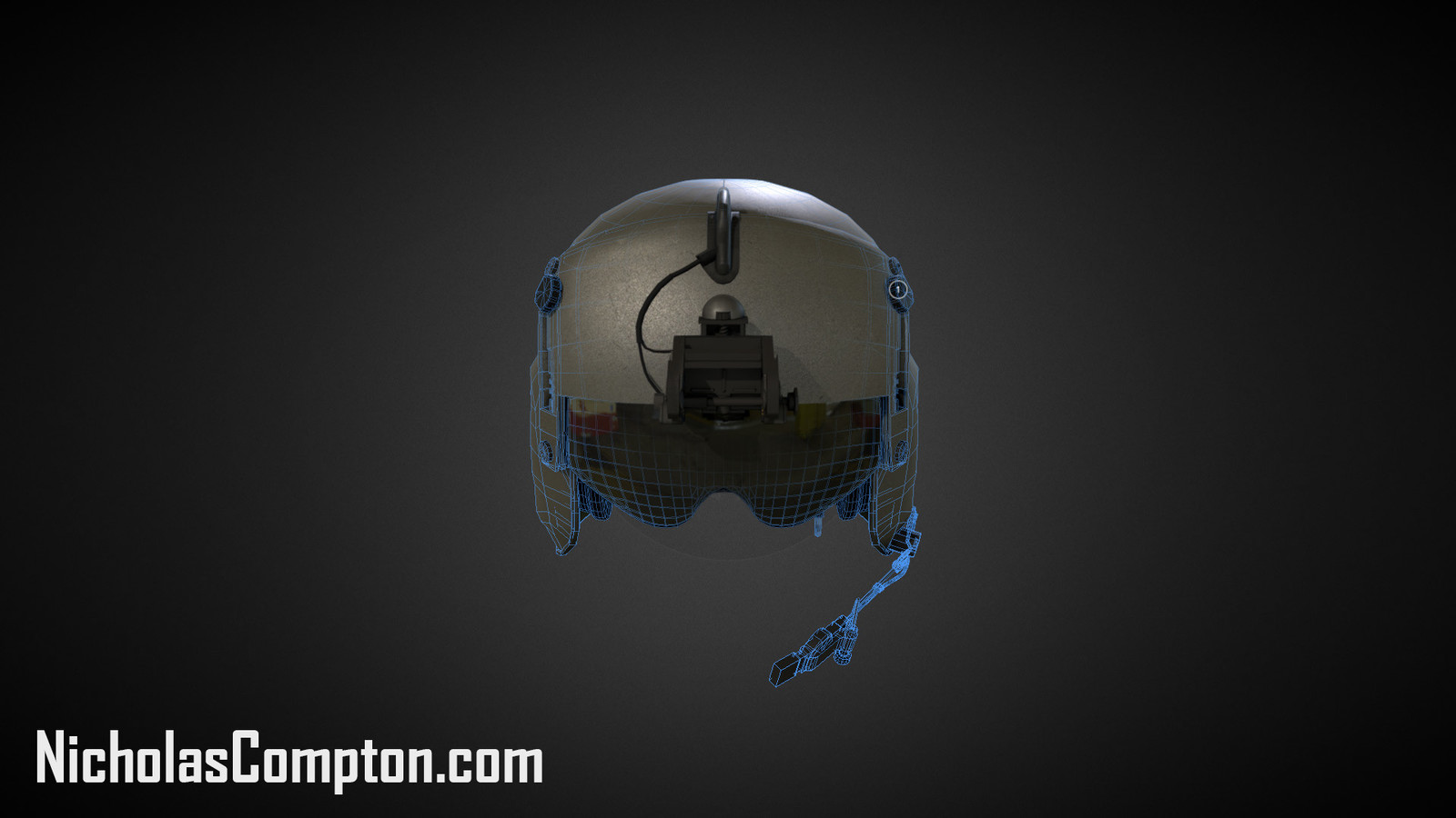 Helmet Render used in a rotatory wing pilot equipment training application. Sketchfab version can be found at https://sketchfab.com/ncompton13