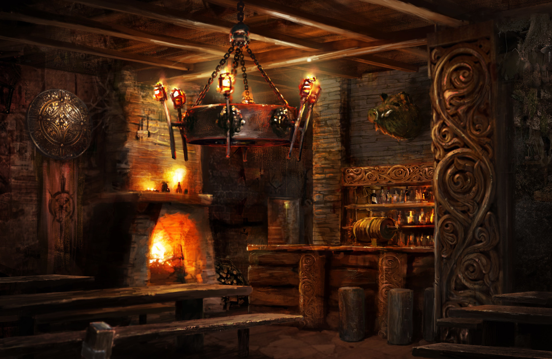Tavern by Tomasz Ryger | Tavern aesthetic, Fantasy taverns, Tavern