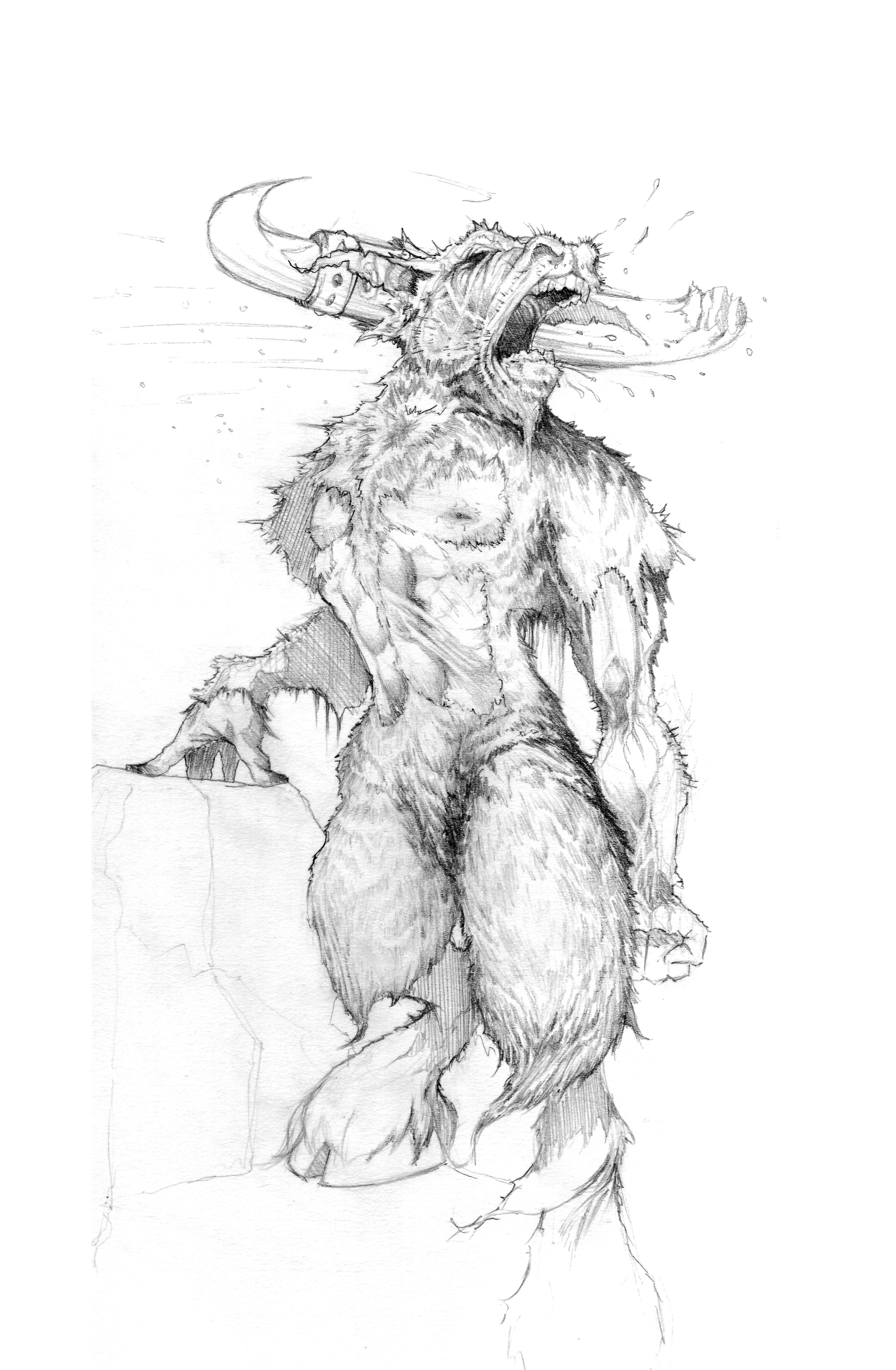 Minotaur pencil Sketch