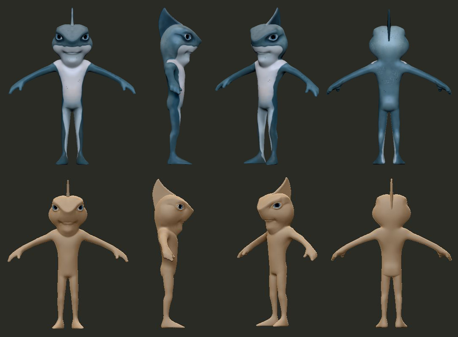 Here is the view from zBrush. The Caracter was translated from a flat illustration into 3D