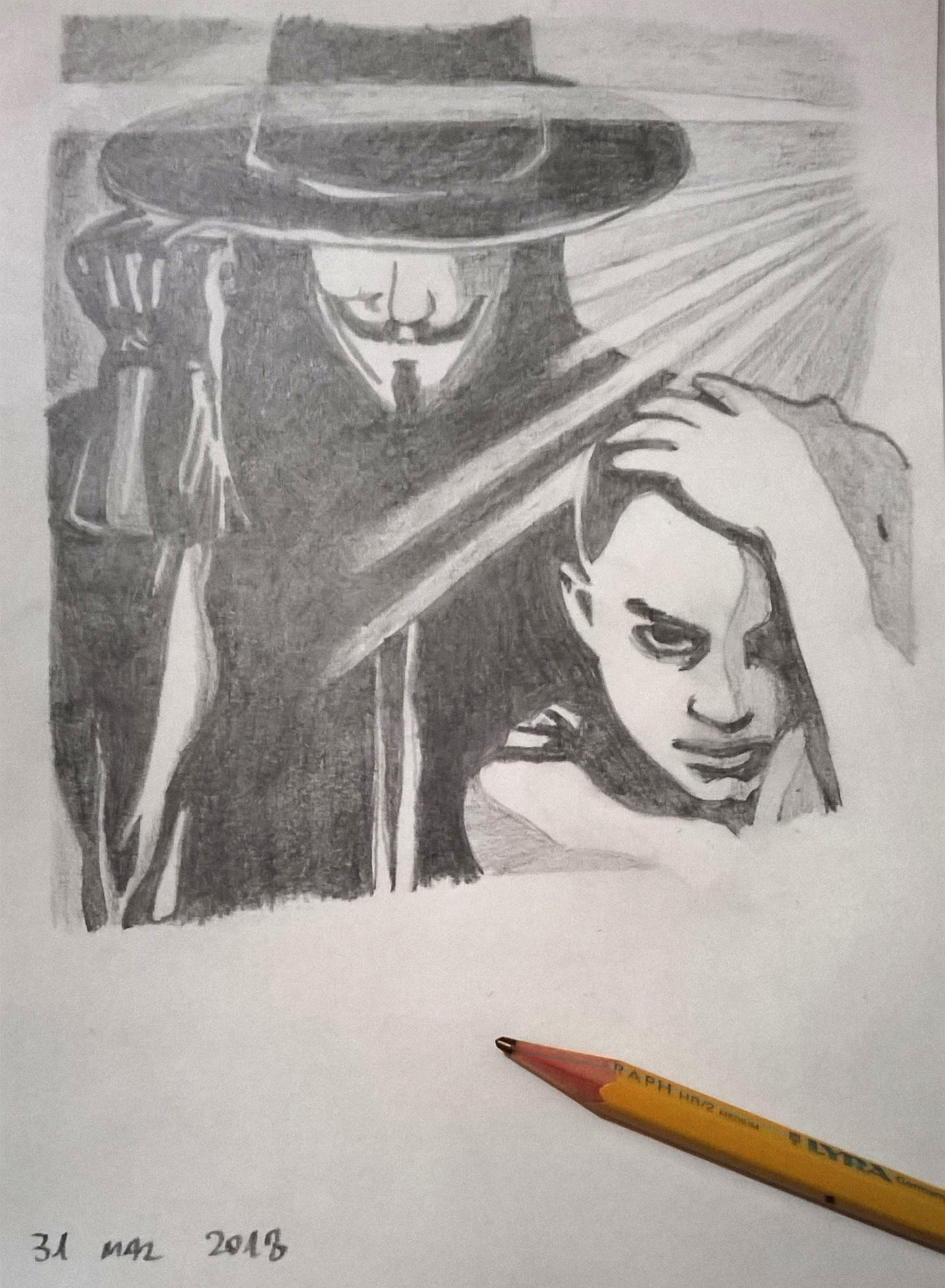 Davide Tirindelli V For Vendetta Pencil Sketch March 31st 2018