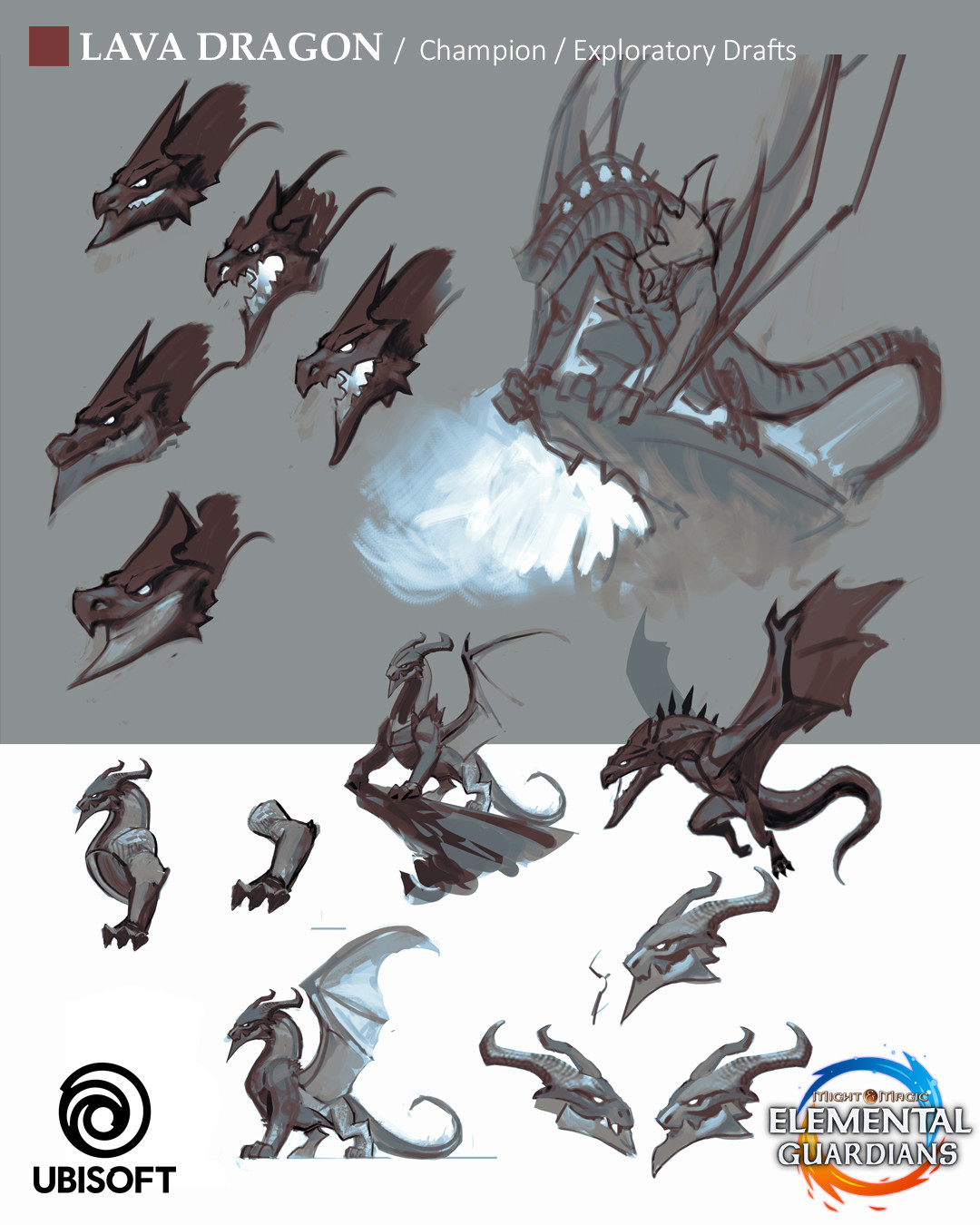 Lava Dragon - Champion Version - Exploratory Drafts
(videogame Might&amp;Magic Elemental Guardians)
