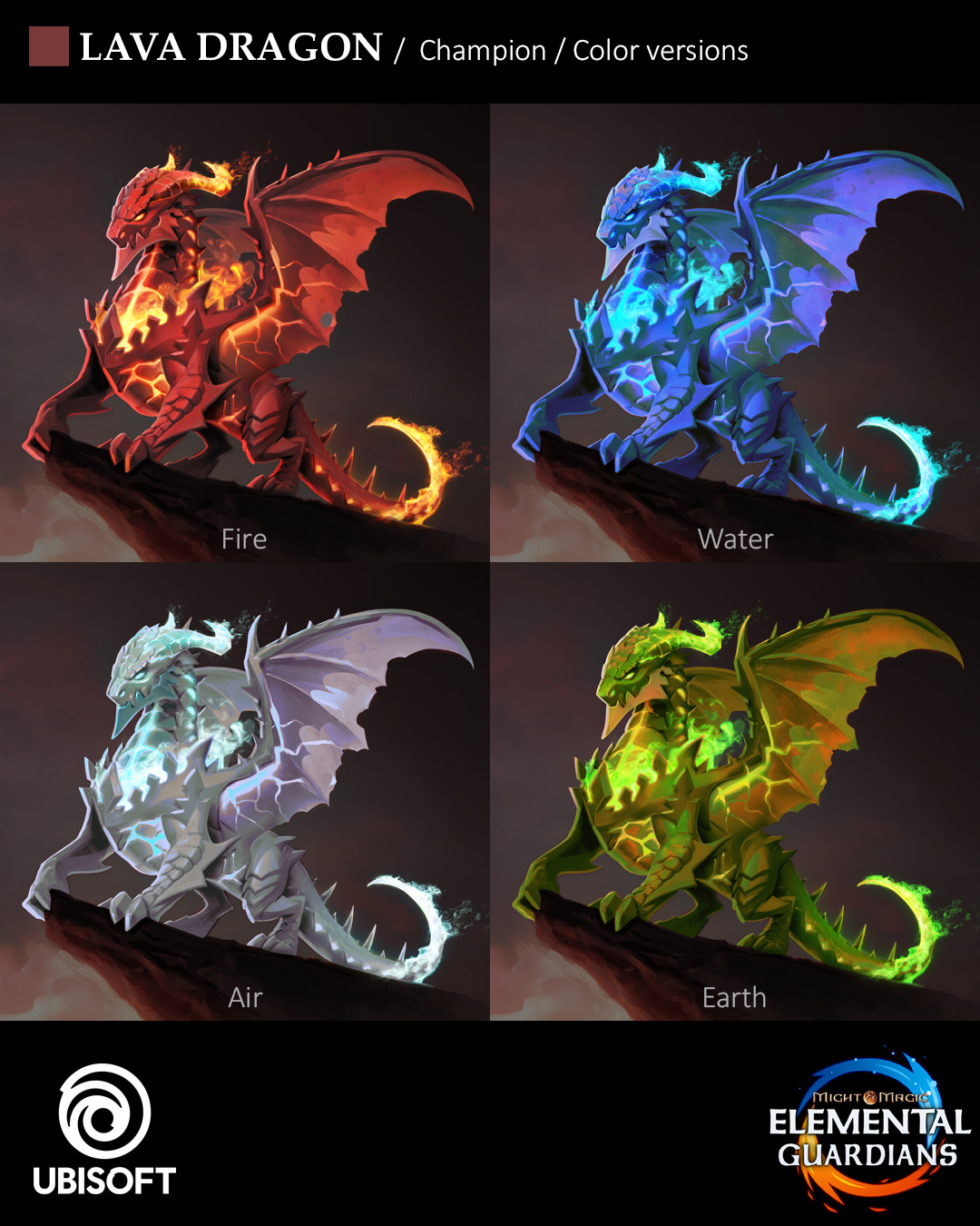 Lava Dragon - Champion Version - Color Versions
(videogame Might&amp;Magic Elemental Guardians)